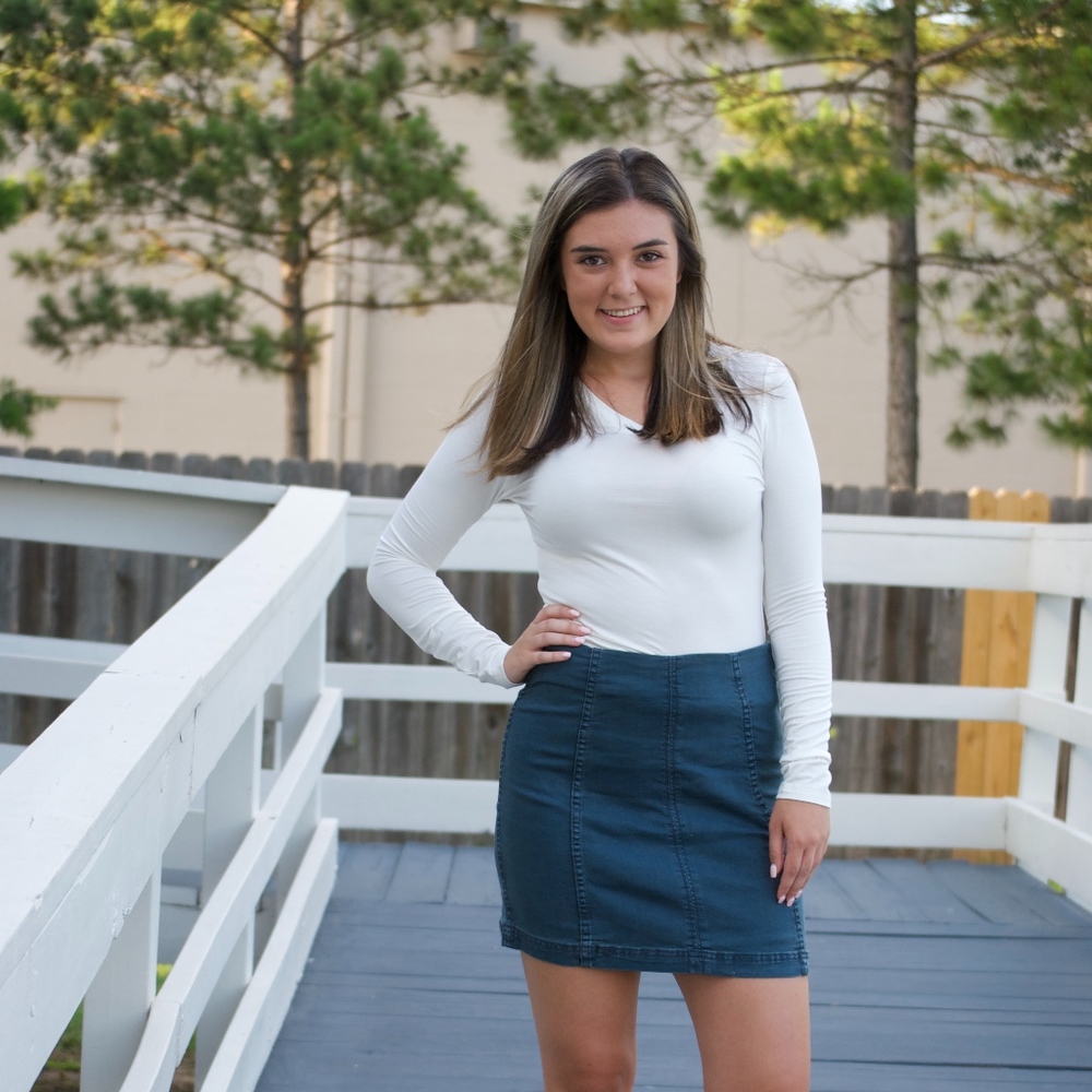 High Waisted Blue Denim Skirt
